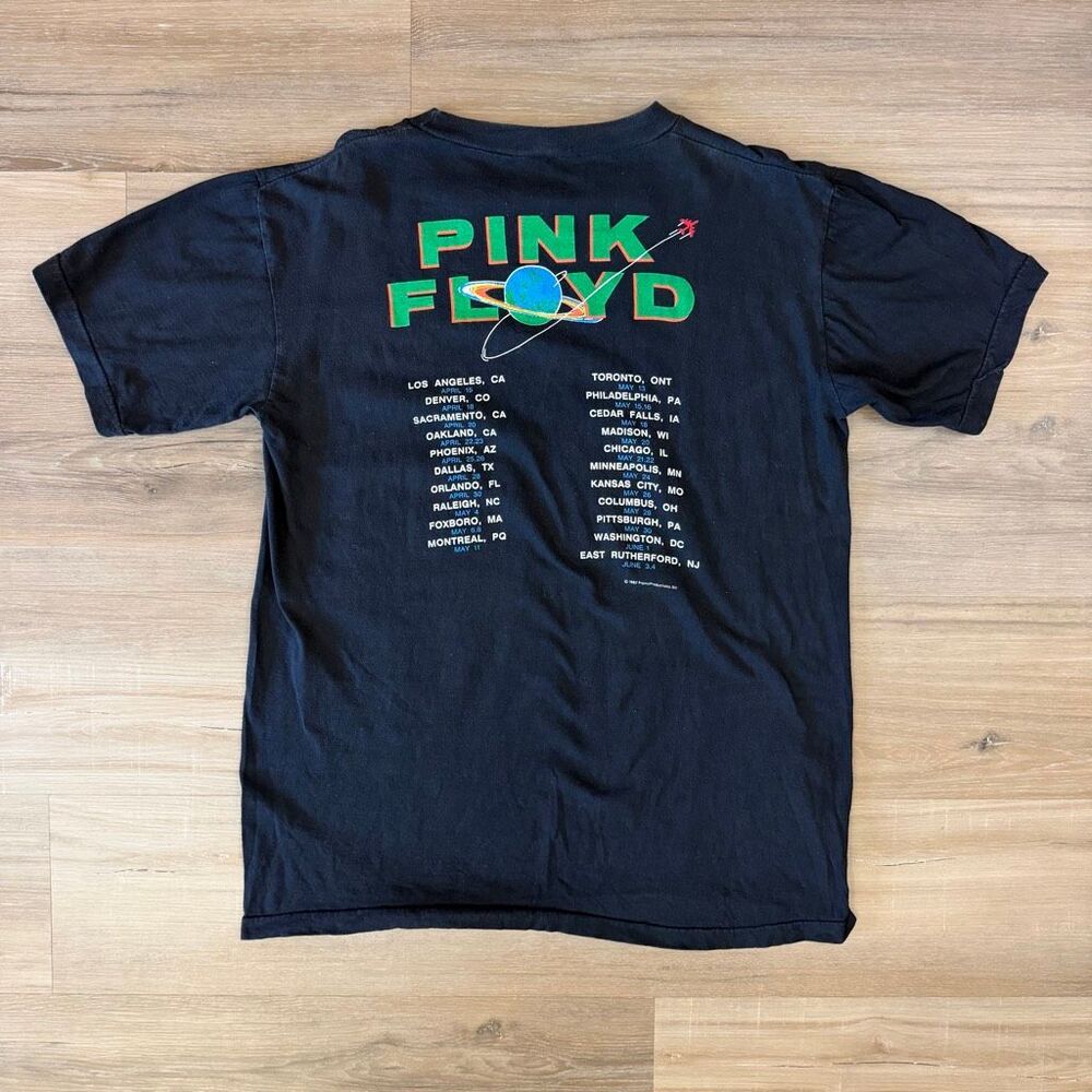 Vintage Pink Floyd 1987 World Tour Black Shirt Single Stitch Classic Rock Sz L - Picture 6 of 8